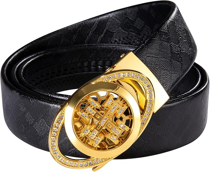 Dubulle Designer Mens Belts, Sliding Automatic Buckle Ratchet Dress Belt TOP Genuine Leather Strap Gifts