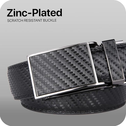 Marino Avenue Ratchet Belt for Men. Adjustable Leather Dress Belt with 38 Easy to Click Into Place Ratchet Closures.