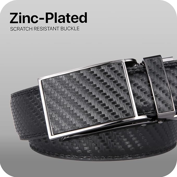 Marino Avenue Ratchet Belt for Men. Adjustable Leather Dress Belt with 38 Easy to Click Into Place Ratchet Closures.