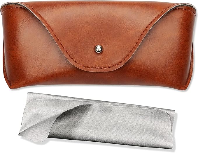 LogHog Portable Leather Glasses Case,Flexible Sunglasses Pouch Slim Case for Women Men Horizontal Eyeglass Case