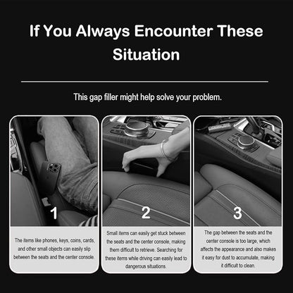 Car Seat Gap Filler Plug Strip 2 Pack, No-Drop Carseat Side Gap Filler Organizer Catcher with Dual Storage & Seatbelt Slot,Universal Fit Fill The Gap Between Seats & Console for Car SUV Truck, Black