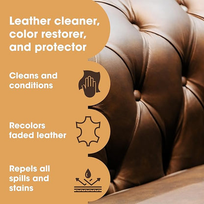 Furniture Clinic Leather Complete Restoration Kit | with Leather Recoloring Balm, Cleaner, 2-in-1 Protection Cream & Conditioner, Sponge, and Cloth | Repair Kit for Furniture (Red)