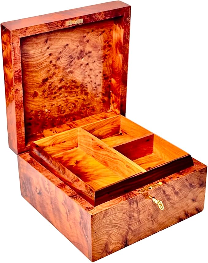 Hand Carved Wooden Multipurpose Keepsake Jewelry Decorative Art Box Storage Organizer (Large wood Box,Antique)
