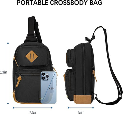 Goloni Sling Bag for Men Women, Crossbody Shoulder Bag with Multiple Pockets, Lightweight Casual Daypack for Travel