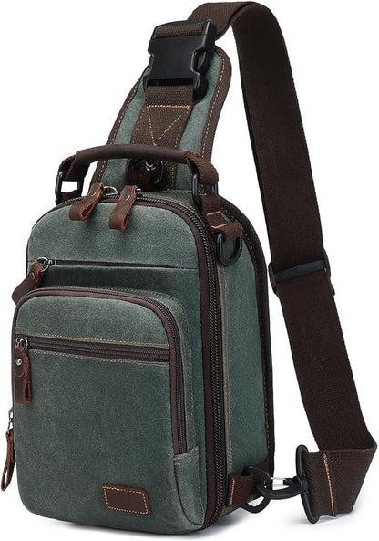 Nerlion Sling Bag for Men Waxed Canvas Crossbody Bag Chest Bag Water Resistant Shoulder Bag Casual Daypack