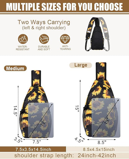 Pritent Crossbody Bags for Women Men Trendy Sling Bag Backpack Casual Chest Bag with Convertible Shoulder Strap