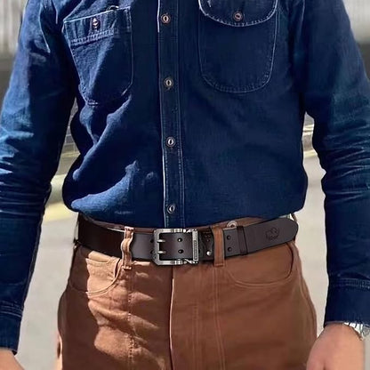 BISON DENIM Men's Belts Leather Dress Genuine Leather Classic Heavy Duty Buckle Belt Casual for Jeans