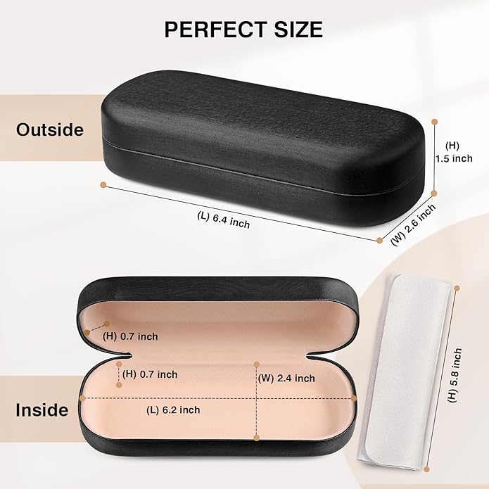 Marvolia Glasses Case Large Hard Shell Eyeglasses Case PU Leather Protective Case for Sunglasses Eyeglasses