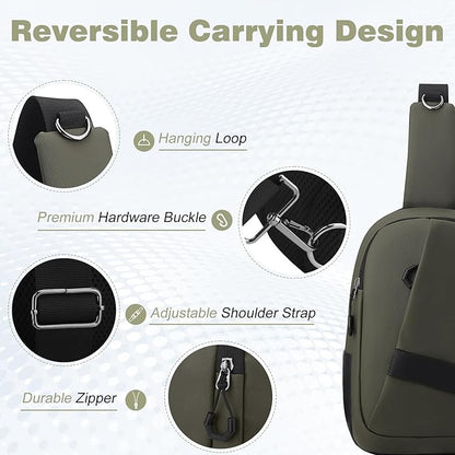 Hoedia Crossbody Sling Bag for Men Women, Shoulder Cross Body Bag EDC Back Pack with Reflective Strip and Multi-pocket