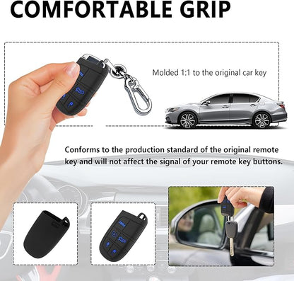 Stacool 5 Buttons Car Key Fob Cover,Key Fob Case Car Accessories Compatible with Jeep Dodge Chrysler (Blue)