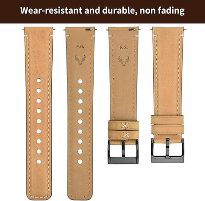 Fullmosa Watch Bands,18mm 20mm 22mm Quick Release Leather Watch Band Strap - Burnished Leather Watch Band Vintage Wristband