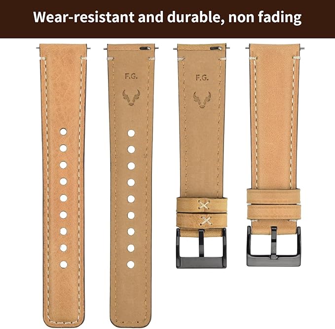 Fullmosa Watch Bands,18mm 20mm 22mm Quick Release Leather Watch Band Strap- Burnished Leather Watch Band Vintage Wristband