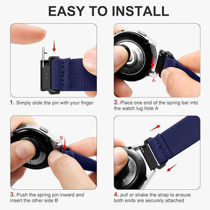 Lerobo Elastic Bands Compatible with Samsung Galaxy Watch 8 7 6 5 4 40mm 44mm/Galaxy Watch 8 Classic 6 4 Classic 43mm 47mm 42mm 46mm/5 Pro Band 45mm/Active 2,3 Pack 20mm Adjustable Nylon Sport Band