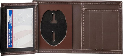 Perfect Fit Shield Wallets Shield with Eagle Police and Security Fits for Blackington B 296 Style Hidden Badge Wallet Leather (Cutout PF-209) Brown