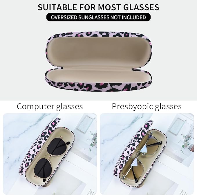 PERFECTSIGHT Hard Shell Eyeglasses Case, PU Leather Protective Glasses Case, Cute Eyeglass Case for Women Men Girls