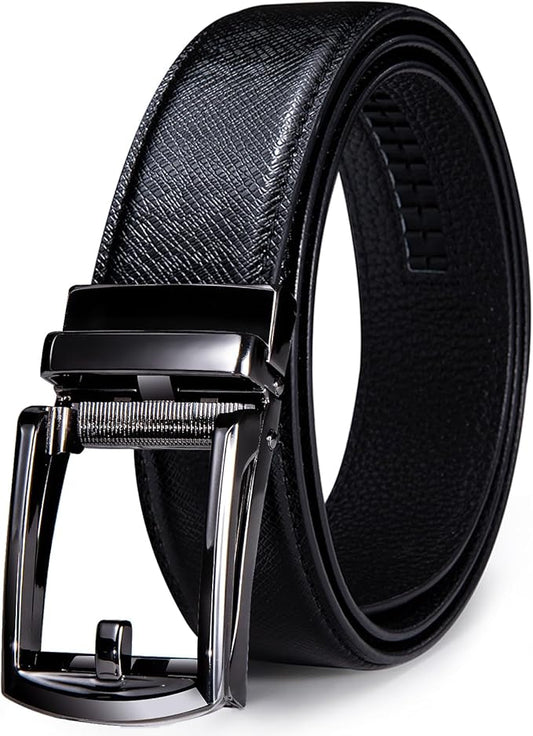 Dubulle Men's Ratchet Belt Gold/Black/Red/Green/Blue/White Automatic Buckle Business Casual Belt Gift - Adjustable Fit