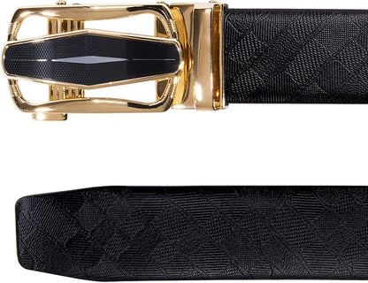 Barry.Wang Mens Belts Leather Ratchet Automatic Buckle Slide Click 1 3/8" Designer Dress Fashion Classic Casual Work Business
