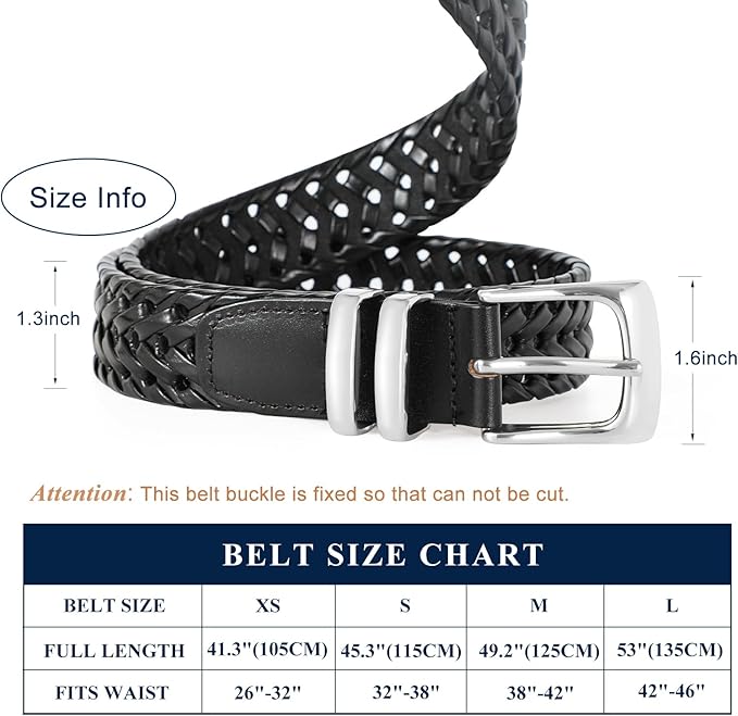 BELTROAD Braided Leather Belt for Men Casual Jeans Golf, Men's Leather Woven Alloy Buckle Hand Braided Belts Gift for Men
