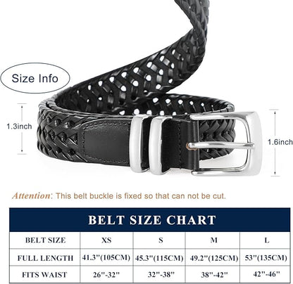 BELTROAD Braided Leather Belt for Men Casual Jeans Golf, Men's Leather Woven Alloy Buckle Hand Braided Belts Gift for Men