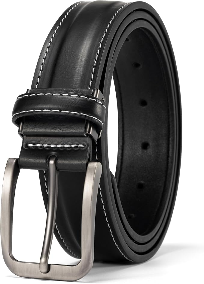 maikun Mens Belts Leather, Designer Casual Dress Belt Men with Adjustable Buckle for Jeans Office Gift for Men