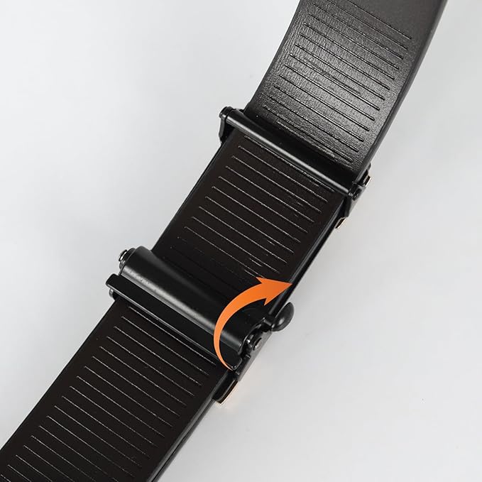 Aurolran Men&Womens Leather Dress Belt Business Automatic Buckle Belt Color-Black Silver Gold