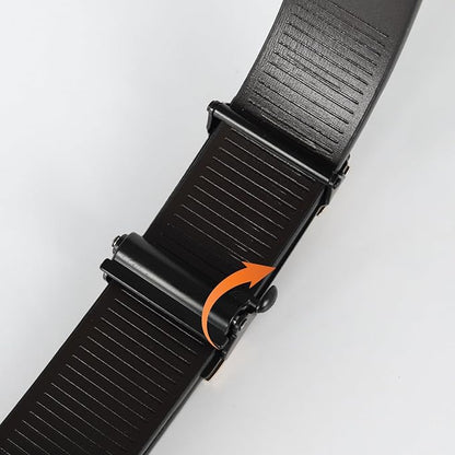 Aurolran Men&Womens Leather Dress Belt Business Automatic Buckle Belt Color-Black Silver Gold