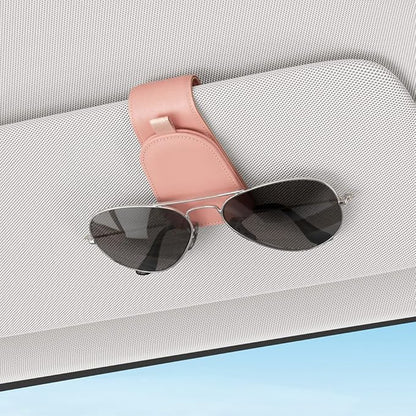 Sotfamily Sunglass Holder for Car Visor, Suede Cloth Magnetic Sunglass Organizer for Car Accessories, 2 Packs, Pink