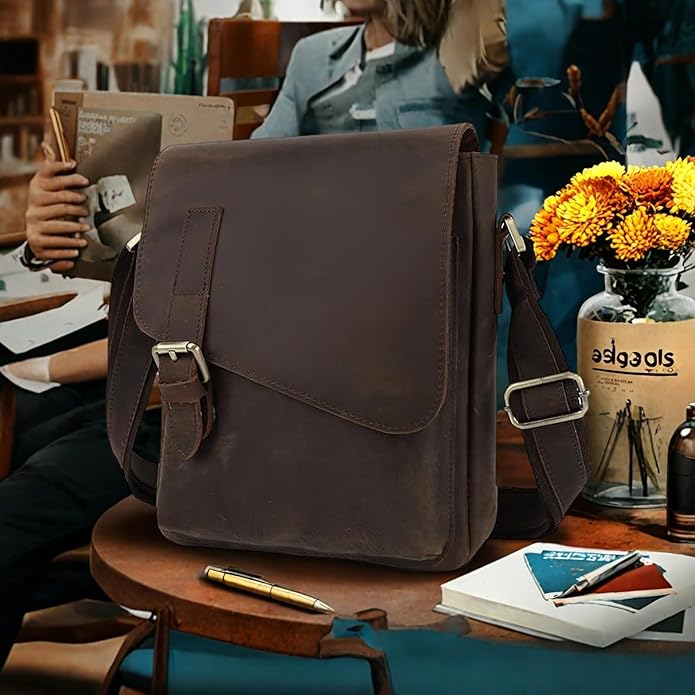 Jack&Chris Leather Messenger Bag for Men, Man Purse Crossbody Bags for Work Business