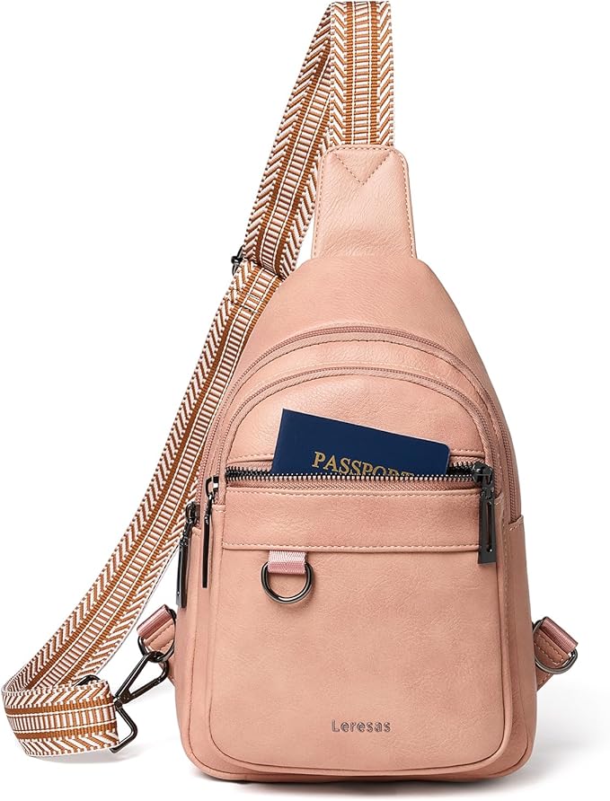 Leresas 7L Sling Bag for Women Men Vegan Leather Crossbody Bags Fanny Pack Purse Backpack Over Shoulder Bag Travel Anti Theft