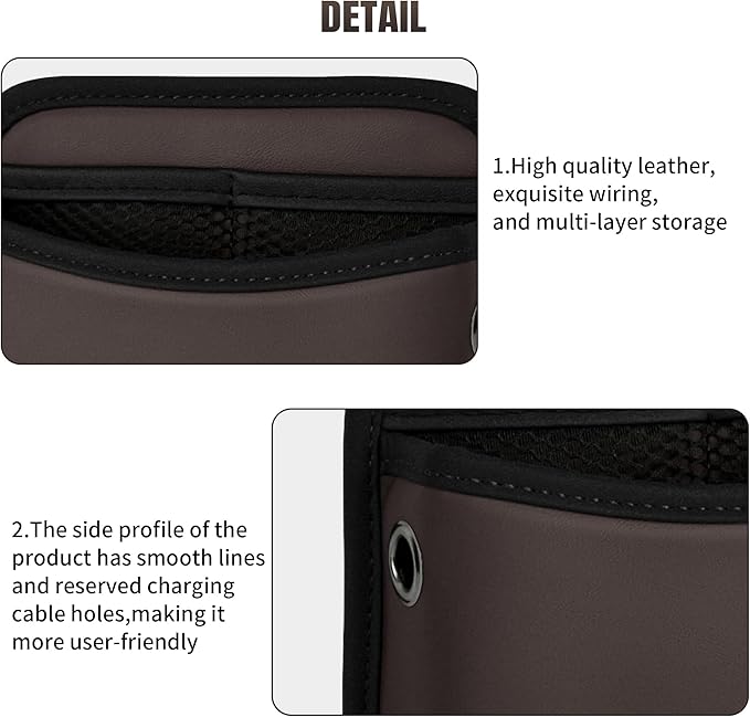 JEYODA Car Seat Side Storage Pocket, Small Organizer,PU Leather Multifunctional Console Side Organizer Bag for Phone, keys, sunglass,wallet,ect (Brown)