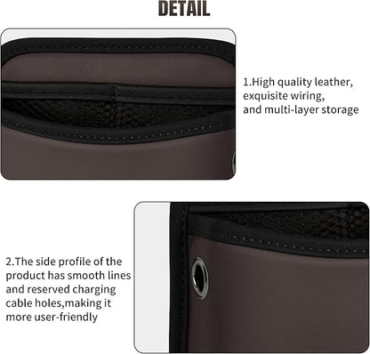 JEYODA Car Seat Side Storage Pocket, Small Organizer,PU Leather Multifunctional Console Side Organizer Bag for Phone, keys, sunglass,wallet,ect (Brown)