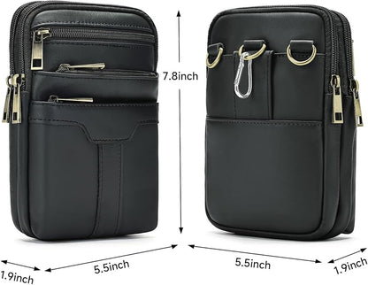 MASIWEI Real Leather Crossbody Bag for Men Women Hiking Small Purse Convertible Belt Loop Shoulder Bag for Phone Passport