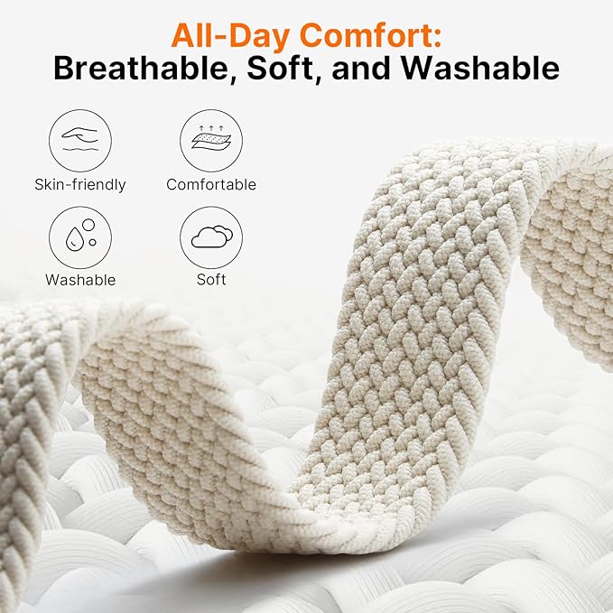 Fullmosa Magnetic Braided Watch Bands - 18mm 20mm 22mm Quick Release Watch Strap, Stretchy Nylon Solo Loop Compatible with Garmin Samsung Galaxy Amazfit for Men Women(22mm, Starlight+Purple)