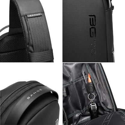 Hebetag Leather Sling Bag Crossbody Backpack for Men Women Travel Outdoor Camping