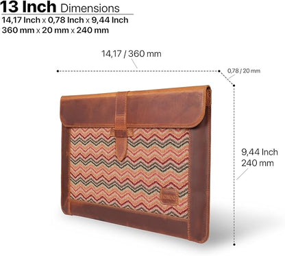 LONDO Leder Hülle Kompatibel mit MacBook Pro 14 & Air 13-13.3 Zoll (M5, M4, M3, M2, M1, Pro, Max) & iPad Pro 12.9, Premium Vollleder Laptop Tasche, Camel Modelle 2020 bis 2026