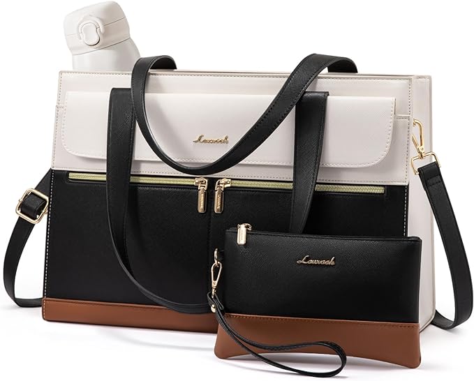 LOVEVOOK Laptop Bag for Women 15.6 Inch Laptop Tote Work Bag Professional Leather Computer Briefcase Waterproof Handbag Shoulder Bag Large Capacity Business Teacher Office Bag Crossbody Purse