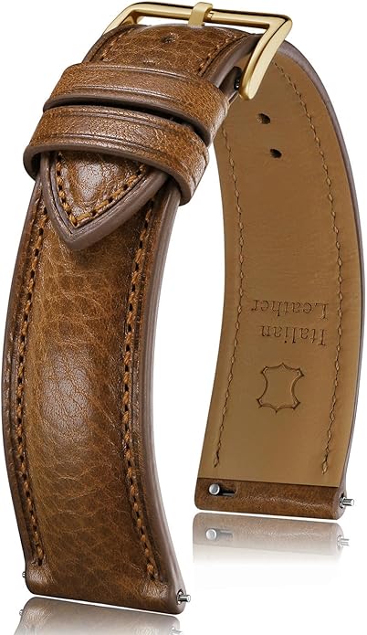 Getalia Italian leather Watch Band Tuscany Natural Vegetable-Tanned Full Grain Leather,14mm 16mm 18mm 19mm 20mm 21mm 22mm Quick Release Replacement Watch Straps for Men and Women Thick and Soft