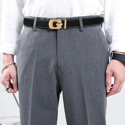 Aurolran Men&Womens Leather Dress Belt Business Automatic Buckle Belt Color-Black Silver Gold