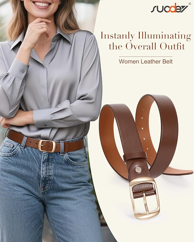 SUOSDEY Women Belts For Jeans Dresses Pants Ladies Leather Waist Belt with Elegant Buckle, Width 1.3"