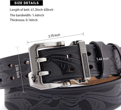 BISON DENIM Men's Belts Leather Dress Genuine Leather Classic Heavy Duty Buckle Belt Casual for Jeans