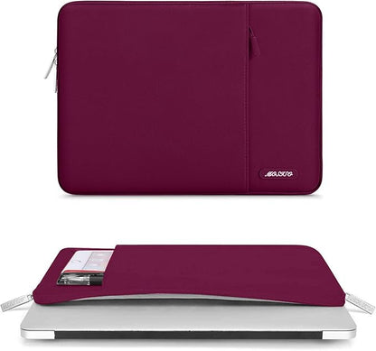 MOSISO Laptop Case 16 inch, 15-15.6 inch Laptop Sleeve Compatible with MacBook Pro 16 M5 M4 M3 M2 M1, HP Acer Dell Lenovo ASUS, Polyester Vertical Computer Sleeve Bag with Pocket, Wine Red