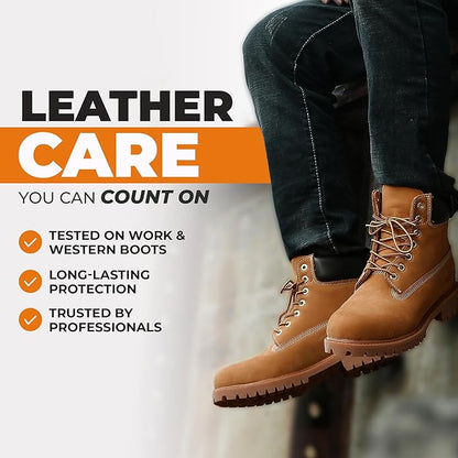 Leather Boot Oil for Work & Cowboy Boots – Deep-Conditioning Formula, Restore and Protects Dry, Cracked Leather Boots & Shoes