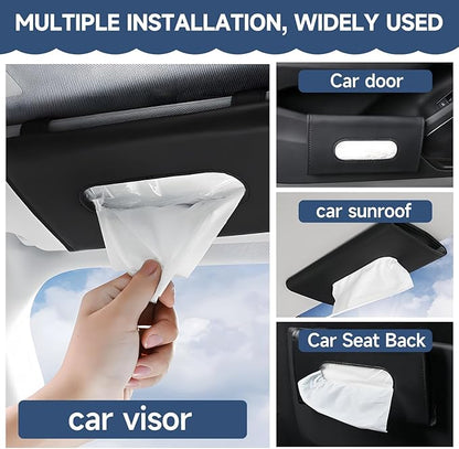 Car Tissue Holder 2 Pack for Smooth Dispensing, Includes Lotion Facial Tissues, Secure Mount Napkin Organizer for Vehicles, Universal Compatibility with Standard Refills, Slim Design for Easy Access