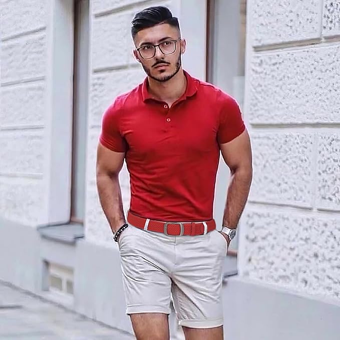 XZQTIVE Braided Belt Stretch Belt for Men and Women Multicolored Woven Golf Belt Elastic Jean Belts
