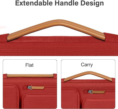 MOSISO 360 Protective Laptop Case 13.3 inch, 13-13.3 inch Laptop Sleeve Compatible with MacBook Air/Pro 13 / Pro 14,HP Dell Acer ASUS,Side Open Carrying Case with 4 Zipper Pockets&Handle, Red