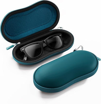 ProCase Sunglasses Case, Hard EVA Shell Shockproof Eyeglass Case for Men Women with Metal Hanging Hook and Velvet Lining, Travel Zipper Sport Glasses Holder Organizer for Gifts- Caribbeanblue