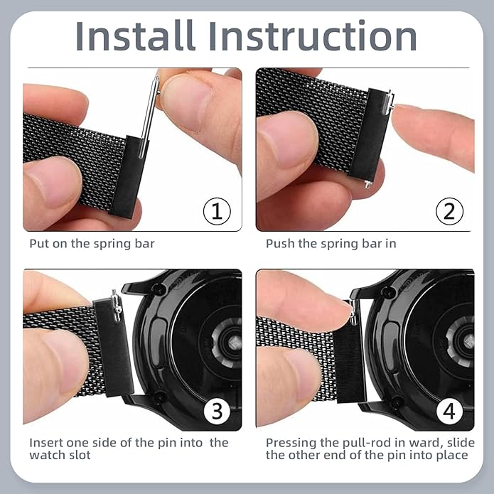 18mm 20mm Metal Band Compatible for Garmin Vivoactive 5/6/4S/3 Watch Bands, Soft Stainless Steel Mesh Strap for Garmin Venu 3S/Venu 2S/Sq Watch Band, Forerunner 55/245/255S/265S Watch Band Women Men