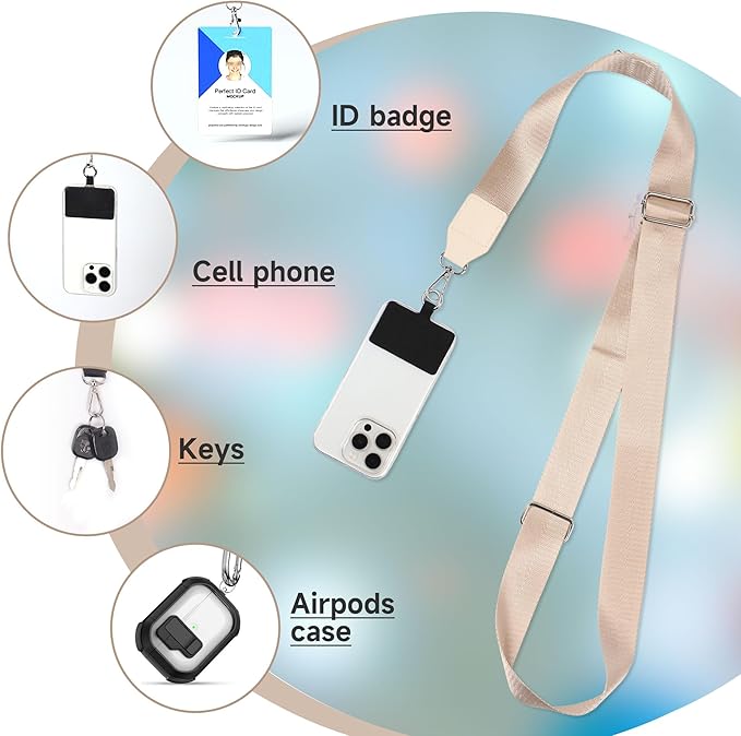 FUVLIFE Phone Lanyard Crossbody Wrist Strap, Adjustable Clip and Go Strap for Phone with Wallet Crossbody, Phone Strap with Zippered Pouch, Universal Hands-Free for All Cell Phone