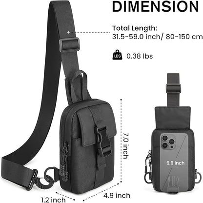 G4Free Waterproof Mini Crossbody Sling Bag, Small Chest Fanny Pack for Men, Lightweight Travel Sports Purse (Black)