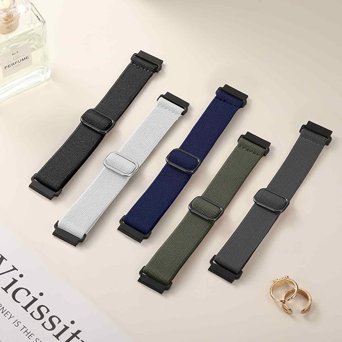 20mm Stretchy Watch Band Compatible with Garmin Vivoactive 5 6 Watch Bands,Quick Release Water-Resistant Nylon Elastic Strap for Vivoactive 3/Venu Sq/Sq 2/Sq Music, Forerunner 245/165/55/570 Women Men